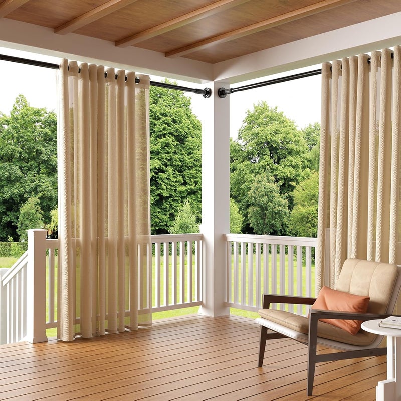ZipGlo Tension Curtain Rod，40-86IN(3.33-7.17Ft) One-Click Fast Extension Rod Easy to Install Black Long Outdoor Curtain Rods No Drilling Never Rust for Window or Shower Patio Diameter 1.26 Inches - Image 4
